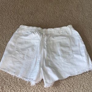Aerie stretchy and soft white jean shorts.